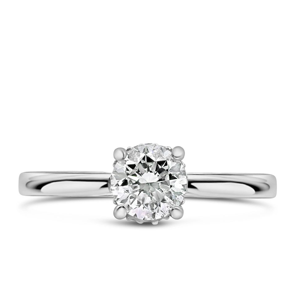 Colourless Collection Solitaire Engagement Ring crafted in 18kt White Gold, adorned with a total of .74 Carats of dazzling Diamonds
