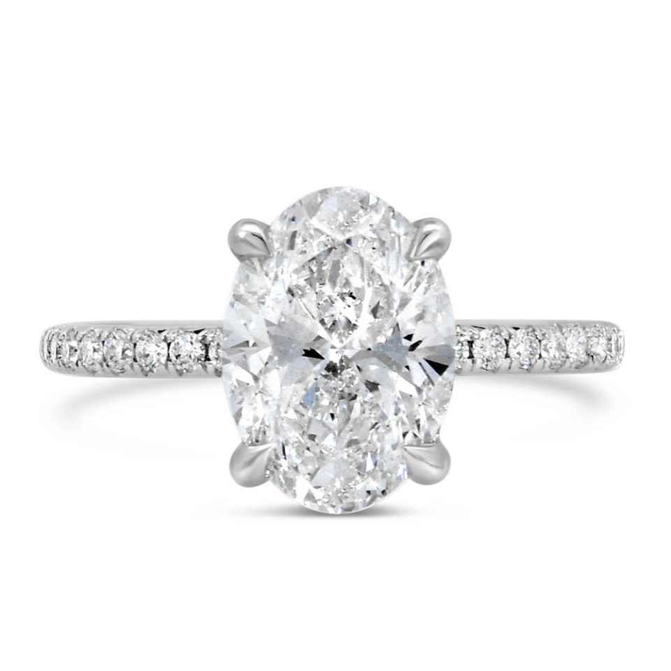 Oval Engagement Ring with 3.20 Carat TW of Lab Created Diamonds in 14kt White Gold