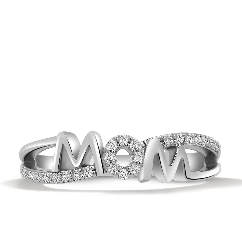 Mom Ring with .12 Carat TW of Diamonds in 10kt White Gold