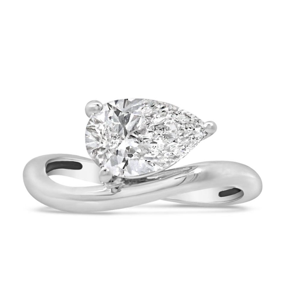 Pear Solitaire Engagement Ring with 2.00 Carat TW of Lab Created Diamonds in 14kt White Gold